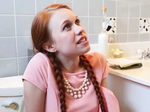 Redhead's Cunt Filled With A Long Boner
